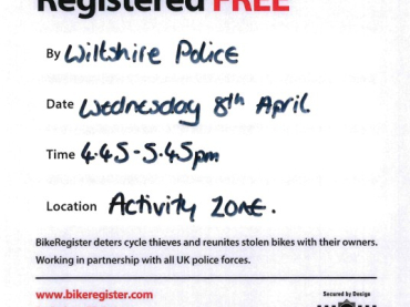 Get Your Bike Marked &amp; Registered FREE